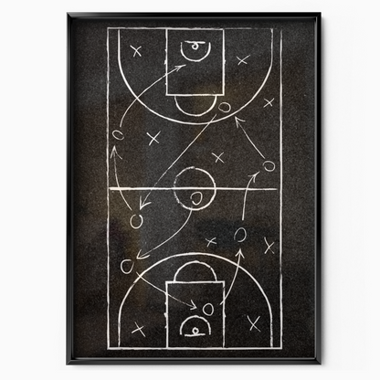 Basketball Playbook Diagram Court Tactics (chalkboard Style)