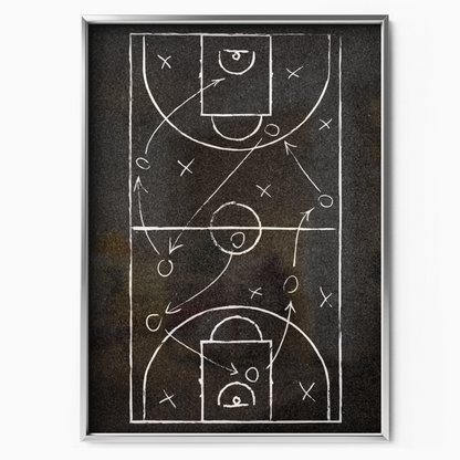 Basketball Playbook Diagram Court Tactics (chalkboard Style)