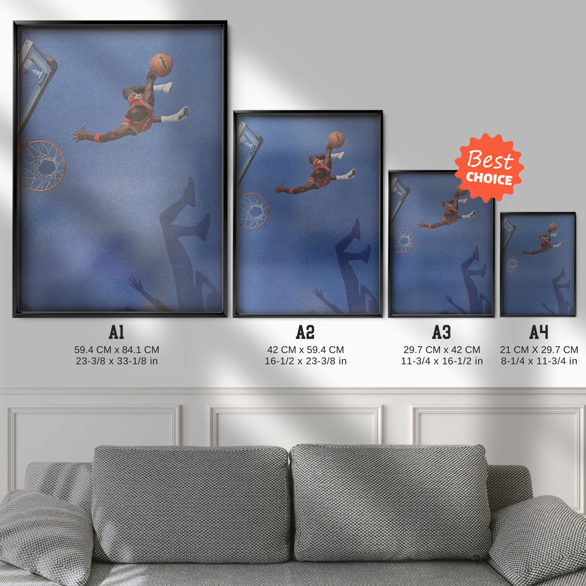 Basketball Shadow Dunk Blue Minimalist