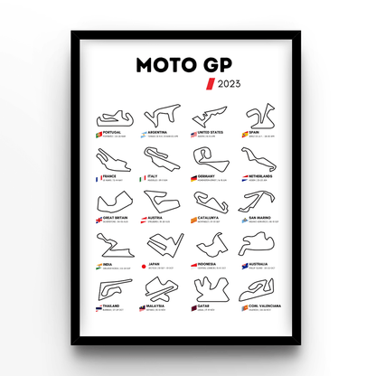Circuit Wall Moto GP 2023 White - A4, A3, A2 Posters Base - Poster Print Shop / Art Prints / PostersBase