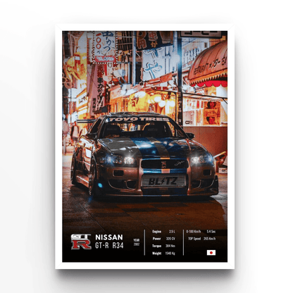 Nissan GT-R R34 Collector - A4, A3, A2 Posters Base - Poster Print Shop / Art Prints / PostersBase